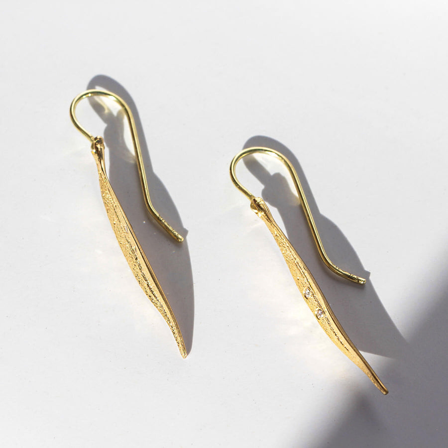 Yellow Gold Earrings Big Leaf