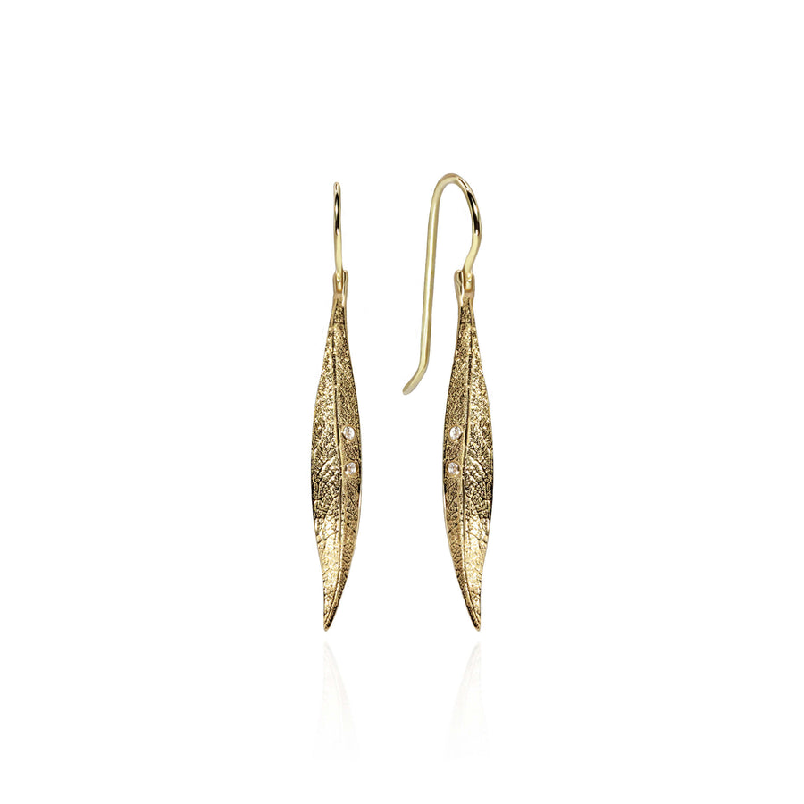 Yellow Gold Earrings Big Leaf