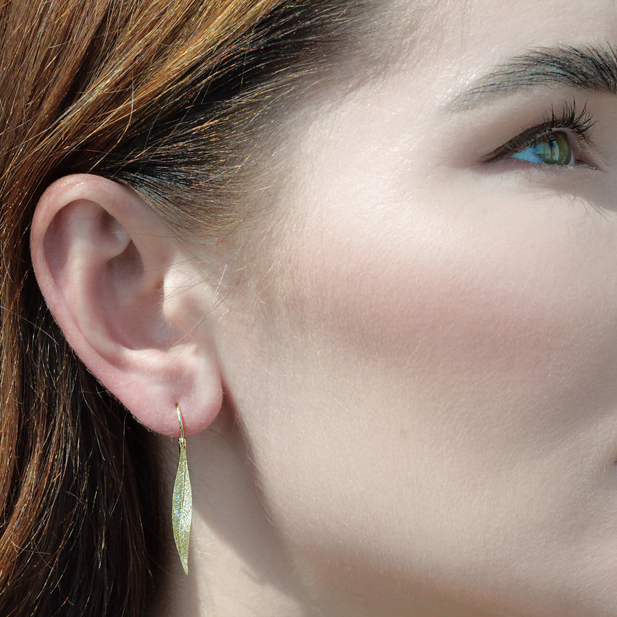 Yellow Gold Earrings Big Leaf