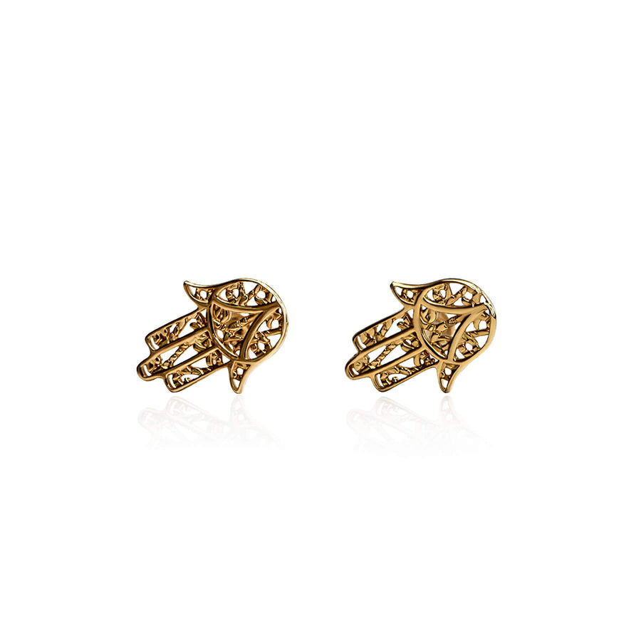 Yellow Gold Earrings Hand of Fatima