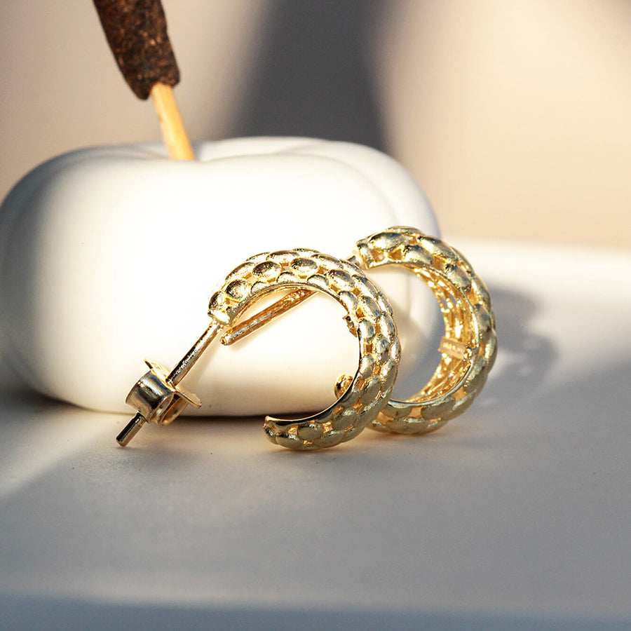 Yellow Gold Earrings Lace