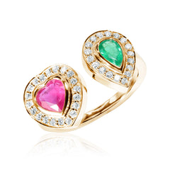 Emerald, Ruby & Diamond Ring Bloom