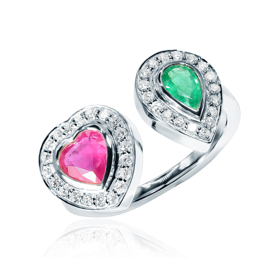 Emerald, Ruby & Diamond Ring Bloom