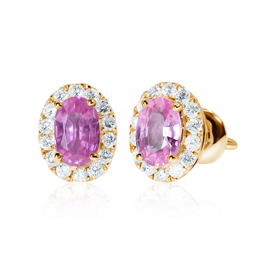 Pink Sapphire & Diamond Earrings Amur