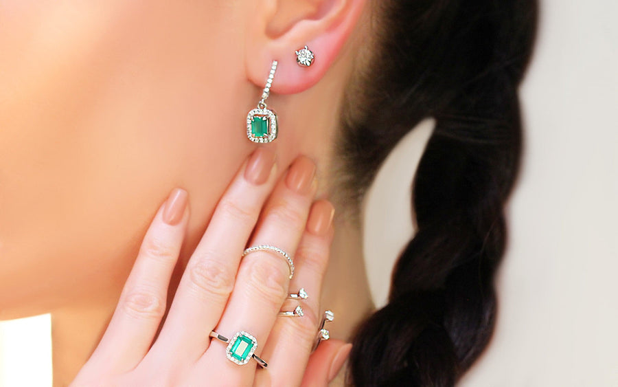 Emerald & Diamond Earrings Cybele