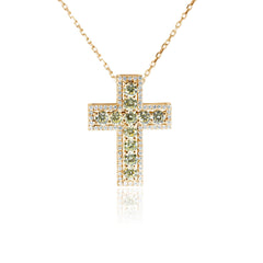 Yellow & White Diamond Pendant/cross Leo