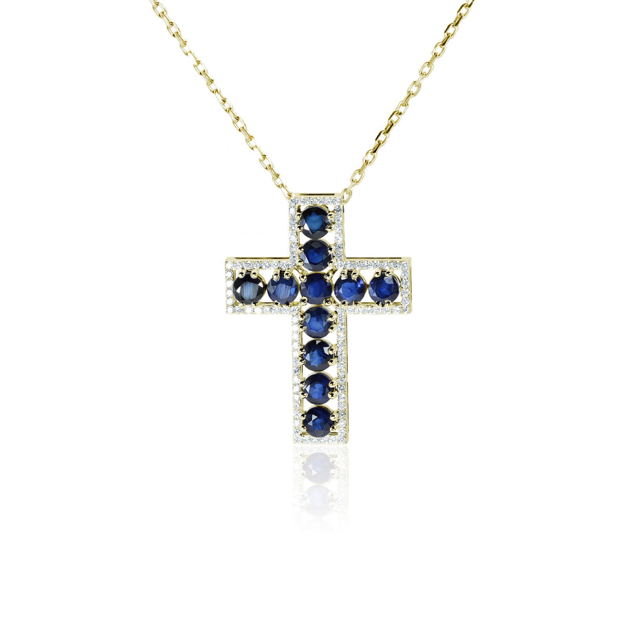 Sapphire & Diamond Pendant/cross Cetus