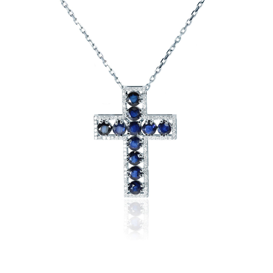 Sapphire & Diamond Pendant/cross Cetus