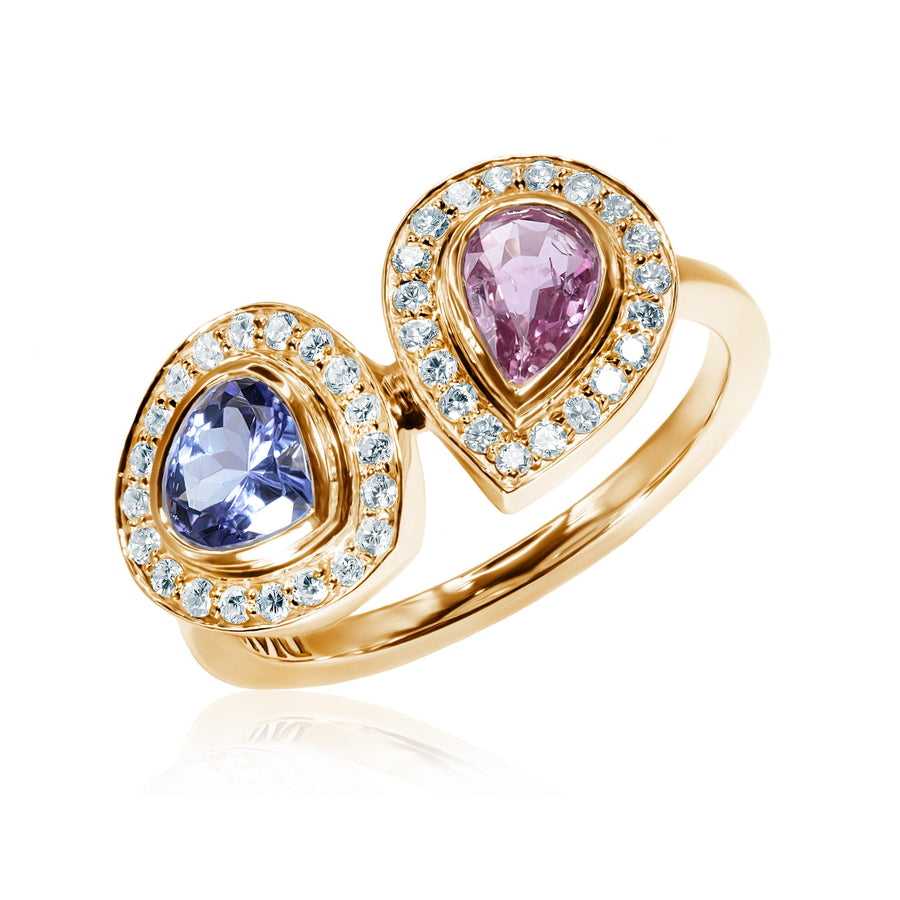 Tanzanite, Sapphire & Diamond Ring Magical Sunset